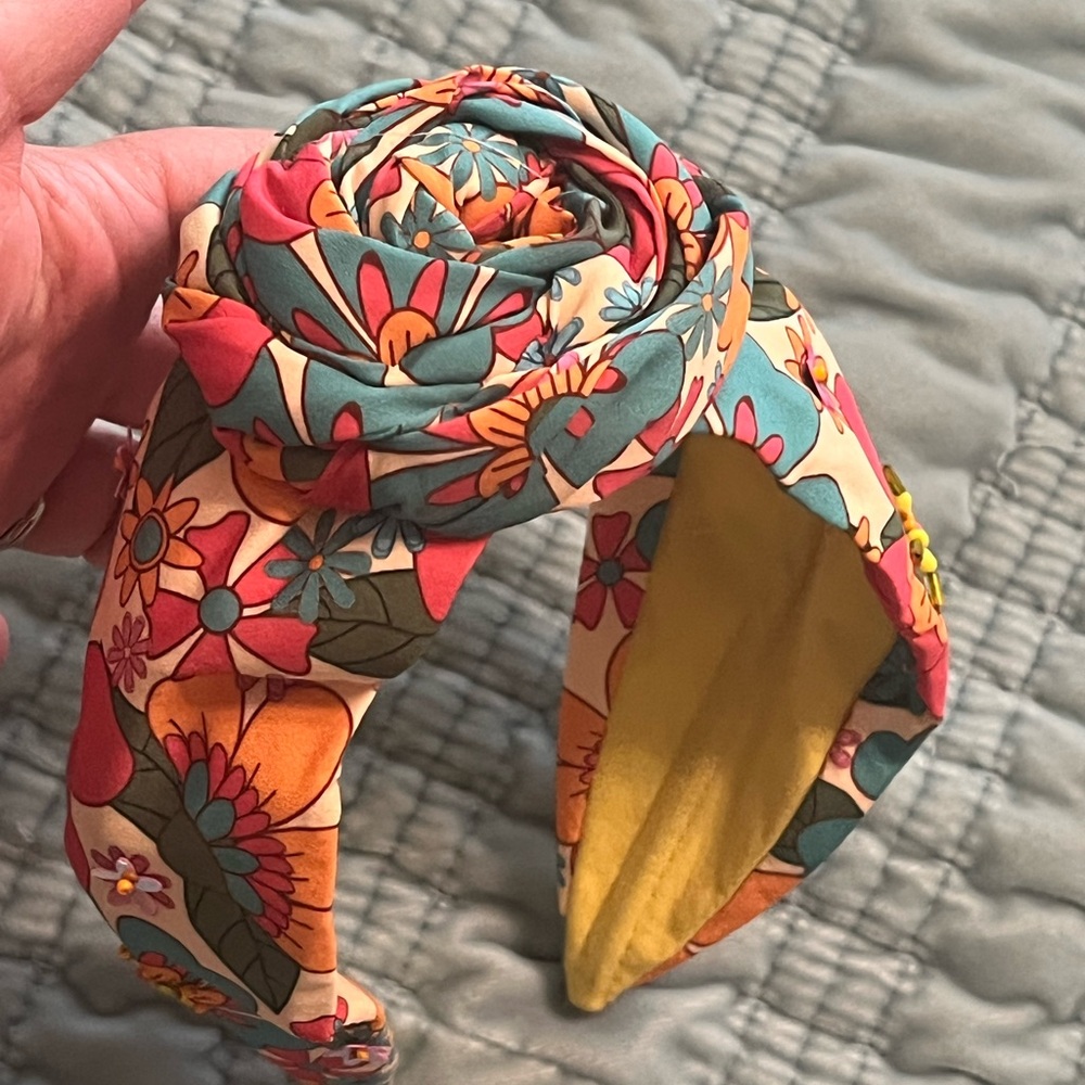 Namjosh Vibrant Red and Orange Floral Headband with Knotted Design